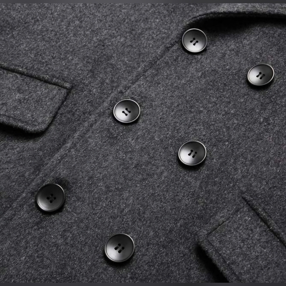 grey pea coat - Picture 8 of 9